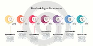Linear business star timeline workflow infographics. Corporate milestones graphic elements. Company presentation slide template