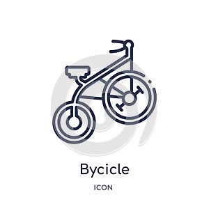 Linear bycicle icon from Circus outline collection. Thin line bycicle vector isolated on white background. bycicle trendy