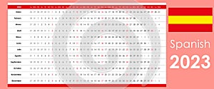 Linear calendar 2023. Clear design. Horizontal grid with selected sundays. Yearly calendar organizer, planner. photo