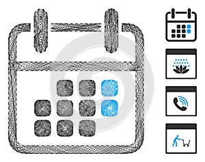 Linear Calendar Weekend Vector Mesh