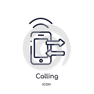 Linear calling icon from Customer service outline collection. Thin line calling vector isolated on white background. calling