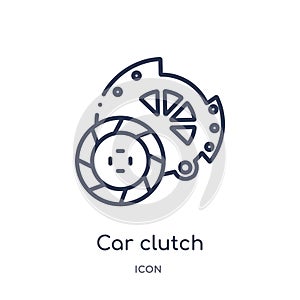 Linear car clutch icon from Car parts outline collection. Thin line car clutch vector isolated on white background. car clutch