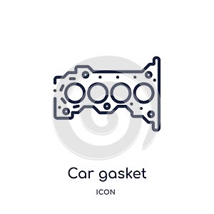 Linear car gasket icon from Car parts outline collection. Thin line car gasket vector isolated on white background. car gasket