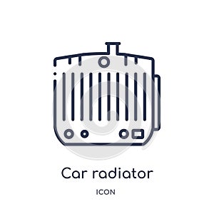 Linear car radiator icon from Car parts outline collection. Thin line car radiator vector isolated on white background. car