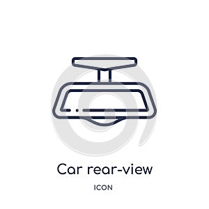 Linear car rear-view mirror icon from Car parts outline collection. Thin line car rear-view mirror vector isolated on white