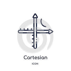 Linear cartesian coordinate system icon from Education outline collection. Thin line cartesian coordinate system icon isolated on