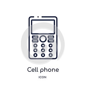 Linear cell phone icon from Electronic devices outline collection. Thin line cell phone vector isolated on white background. cell