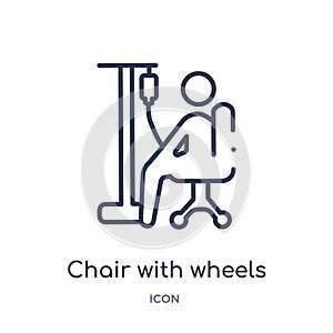 Linear chair with wheels icon from Medical outline collection. Thin line chair with wheels icon isolated on white background.