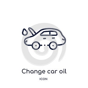 Linear change car oil icon from Mechanicons outline collection. Thin line change car oil icon isolated on white background. change