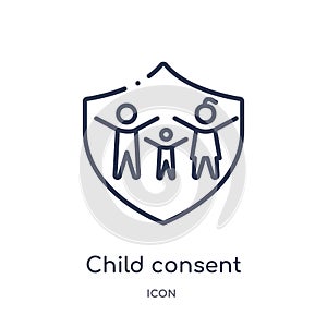 Linear child consent icon from Gdpr outline collection. Thin line child consent icon isolated on white background. child consent