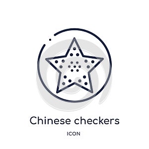 Linear chinese checkers icon from Entertainment outline collection. Thin line chinese checkers icon isolated on white background.