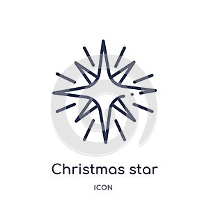 Linear christmas star icon from Christmas outline collection. Thin line christmas star vector isolated on white background.