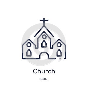 Linear church icon from City elements outline collection. Thin line church vector isolated on white background. church trendy photo