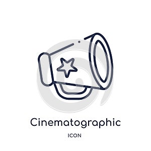 Linear cinematographic announcer icon from Cinema outline collection. Thin line cinematographic announcer vector isolated on white