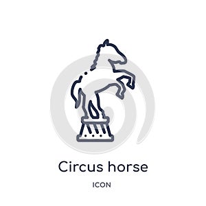 Linear circus horse icon from Circus outline collection. Thin line circus horse vector isolated on white background. circus horse