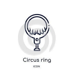 Linear circus ring icon from Circus outline collection. Thin line circus ring vector isolated on white background. circus ring