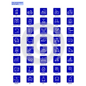 Linear City Transportation Icons Collection