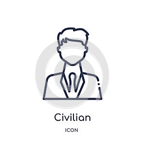 Linear civilian icon from Army and war outline collection. Thin line civilian vector isolated on white background. civilian trendy