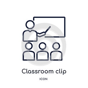 Linear classroom clip icon from General outline collection. Thin line classroom clip icon isolated on white background. classroom