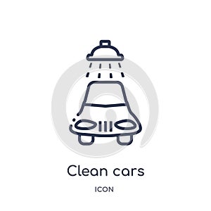 Linear clean cars icon from Cleaning outline collection. Thin line clean cars vector isolated on white background. clean cars