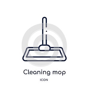Linear cleaning mop icon from Construction tools outline collection. Thin line cleaning mop vector isolated on white background.