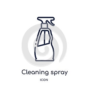 Linear cleaning spray icon from Cleaning outline collection. Thin line cleaning spray vector isolated on white background.