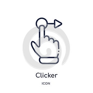 Linear clicker icon from Cursor outline collection. Thin line clicker vector isolated on white background. clicker trendy