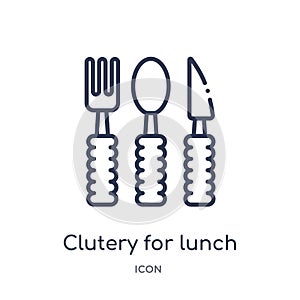 Linear clutery for lunch icon from Airport terminal outline collection. Thin line clutery for lunch vector isolated on white photo