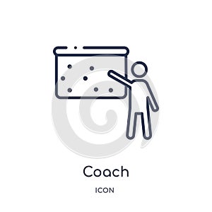 Linear coach icon from Football outline collection. Thin line coach vector isolated on white background. coach trendy illustration