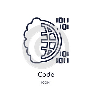 Linear code icon from Artificial intellegence and future technology outline collection. Thin line code vector isolated on white