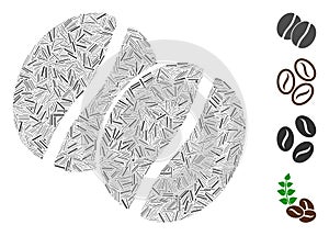 Linear Coffee Beans Icon Vector Mosaic