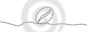 Linear coffee grain background. One continuous line drawing of a coffee bean