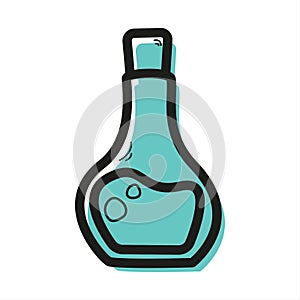 linear color icon in the form of flask with lid and liquid