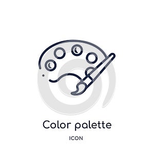 Linear color palette icon from Creative process outline collection. Thin line color palette vector isolated on white background.
