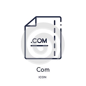 Linear com icon from File type outline collection. Thin line com vector isolated on white background. com trendy illustration