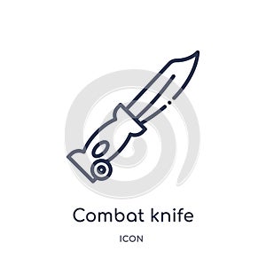 Linear combat knife icon from Army and war outline collection. Thin line combat knife vector isolated on white background. combat