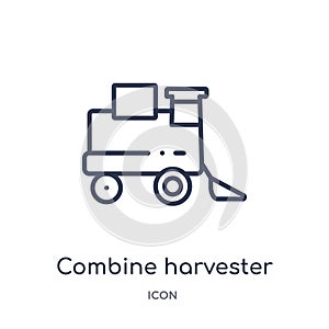 Linear combine harvester icon from Agriculture farming and gardening outline collection. Thin line combine harvester vector