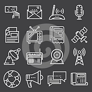 Linear communication icons set