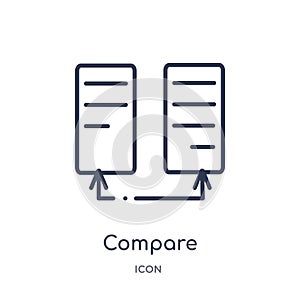 Linear compare icon from Human resources outline collection. Thin line compare icon isolated on white background. compare trendy