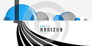 Linear composition vector road to horizon, abstract background with lines in 3D perspective, optical illusion op art, black and