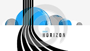 Linear composition vector road to horizon, abstract background with lines in 3D perspective, optical illusion op art, black and