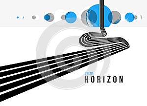 Linear composition vector road to horizon, abstract background with lines in 3D perspective, optical illusion op art, black and