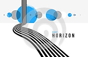 Linear composition vector road to horizon, abstract background with lines in 3D perspective, optical illusion op art, black and