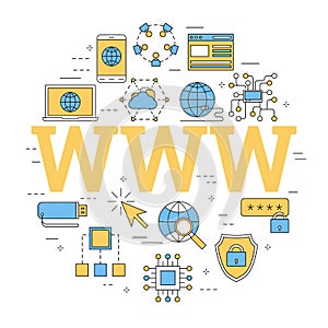 Linear concept of internet with letters WWW