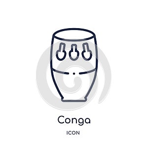 Linear conga icon from Africa outline collection. Thin line conga vector isolated on white background. conga trendy illustration