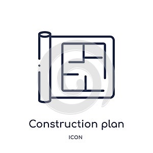 Linear construction plan icon from Construction outline collection. Thin line construction plan vector isolated on white