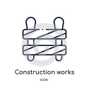 Linear construction works icon from Construction tools outline collection. Thin line construction works vector isolated on white