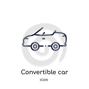 Linear convertible car icon from Mechanicons outline collection. Thin line convertible car icon isolated on white background.