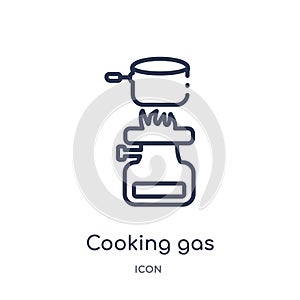 Linear cooking gas icon from Camping outline collection. Thin line cooking gas vector isolated on white background. cooking gas