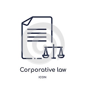 Linear corporative law icon from Law and justice outline collection. Thin line corporative law icon isolated on white background. photo